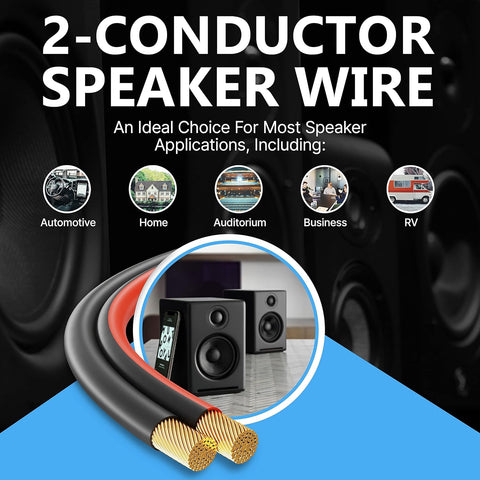 FEDUS 16 Gauge/AWG Speaker Wire Oxygen-Free Copper 2 Conductors Audio Speaker Cable for Car Speakers Stereos, Subwoofer, Home Theater Speakers, HiFi Surround Sound.