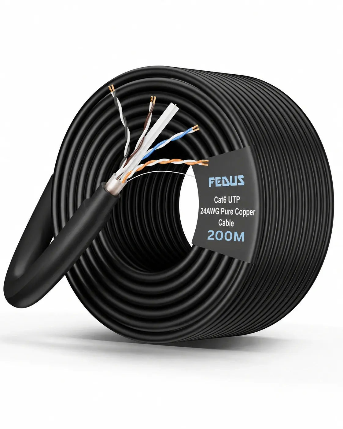 CAT6 24AWG X 4PAIR PURE COPPER UTP NETWORKING CABLE-FRPVC - FEDUS