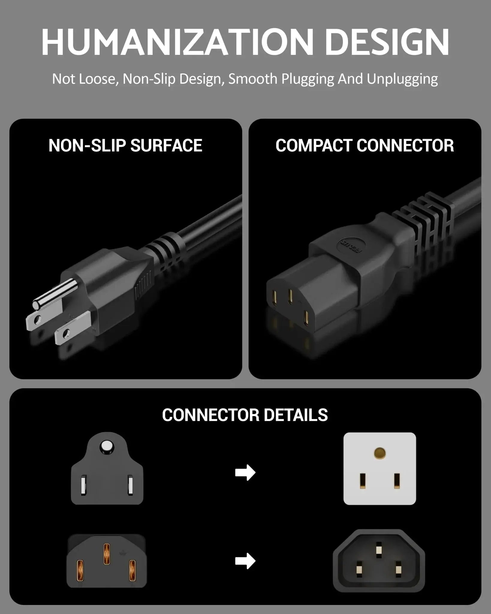 FEDUS 1.8 Meter Type B USA/Canada/Japan/America Universal Computer Monitor Power Cord, type B to C13 Power Cable for Monitor, PC, Desktop, Printer, Scanner, 10Amps 18 AWG GA NEMA 5-15P to IEC13 Cheeku Technologies