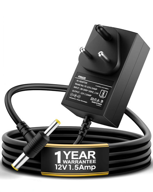 FEDUS 12V 1.5A DC Power Adapter, Power Supply, SMPS for LCD Monitor, TV, LED Strip, CCTV, 12 Volt 1.5 Amp Power Adapter, AC Input 100-240V DC Output 12 Volt 1.5 Amps - 2.5mm x 5.5mm Jack