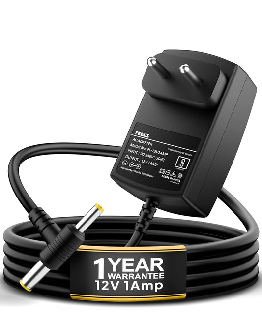FEDUS 12V 1A DC Power Adapter, Power Supply, SMPS for LCD Monitor, TV, LED Strip, CCTV, 12 Volt 1 Amp Power Adapter, AC Input 100-240V DC Output 12 Volt 1 Amps - 2.5mm x 5.5mm Jack