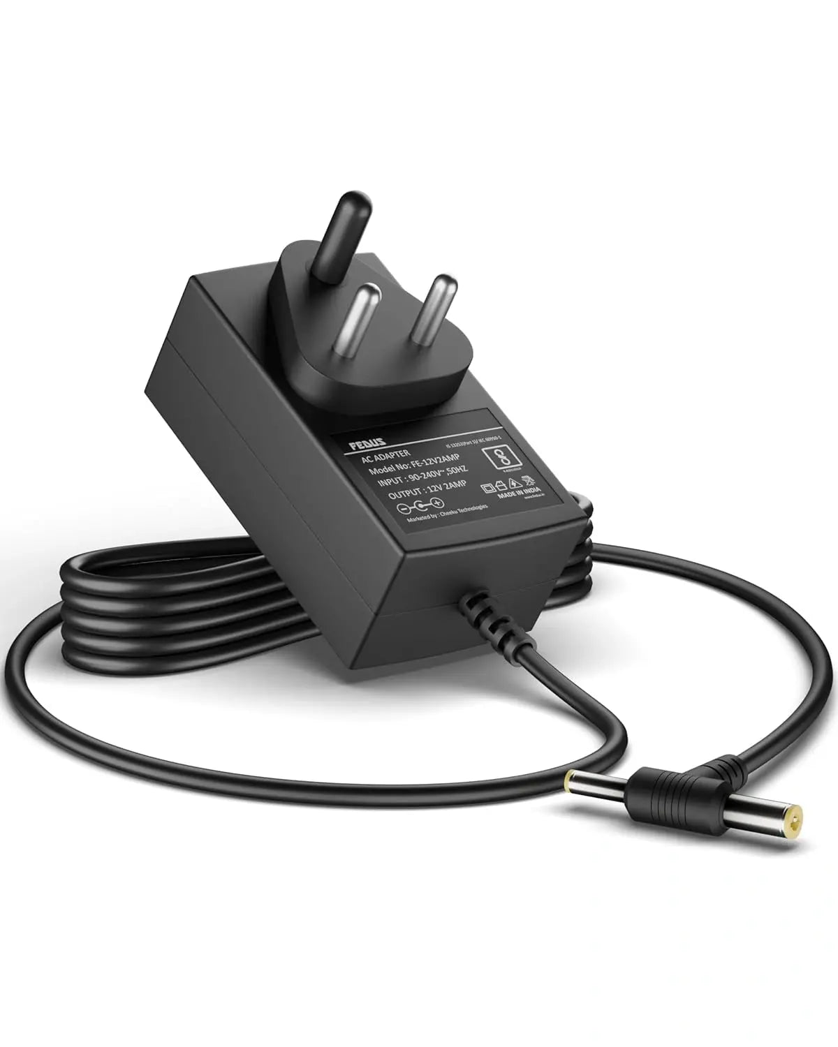 FEDUS 12V 2A DC Power Adapter, Power Supply, SMPS for LCD Monitor, TV, LED Strip, CCTV, 12 Volt 2 A Power Adapter, AC Input 100-240V DC Output 12 Volt 2 A - 2.5mm x 5.5mm Jack, Black FEDUS