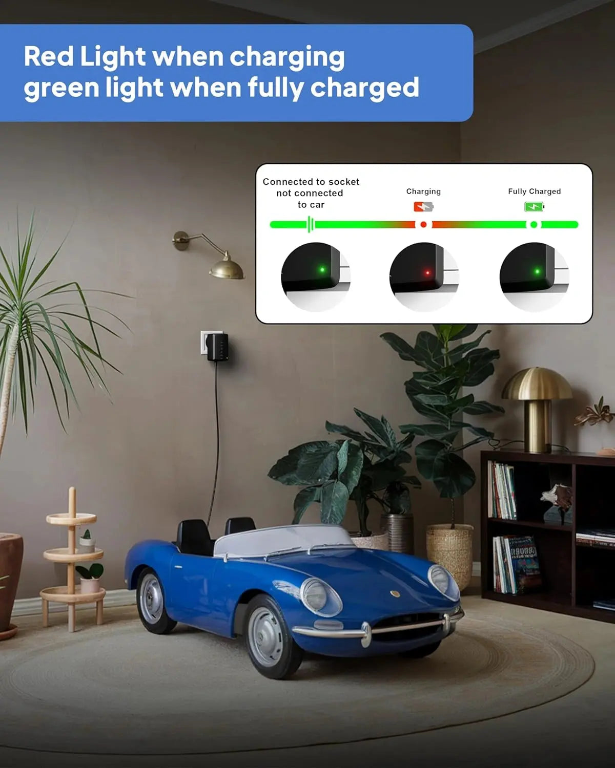 FEDUS 12v Charger for Kids Ride on Car Toys, 12 Volt Battery Charger with Charging Indicator & Auto-Cut Off Battery Power Adaptor for Kids Cheeku Technologies
