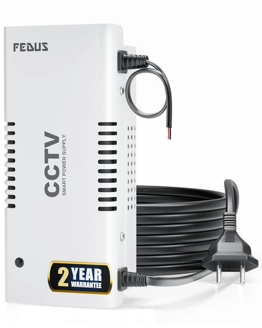 FEDUS 12V DC Metal Body CCTV Power Supply for 4 Channel Security Cameras | 12Volt 3A High Efficiency SMPS Adapter with Voltage Booster for Long Distance for Video Surveillance Dome & Bullet Camera