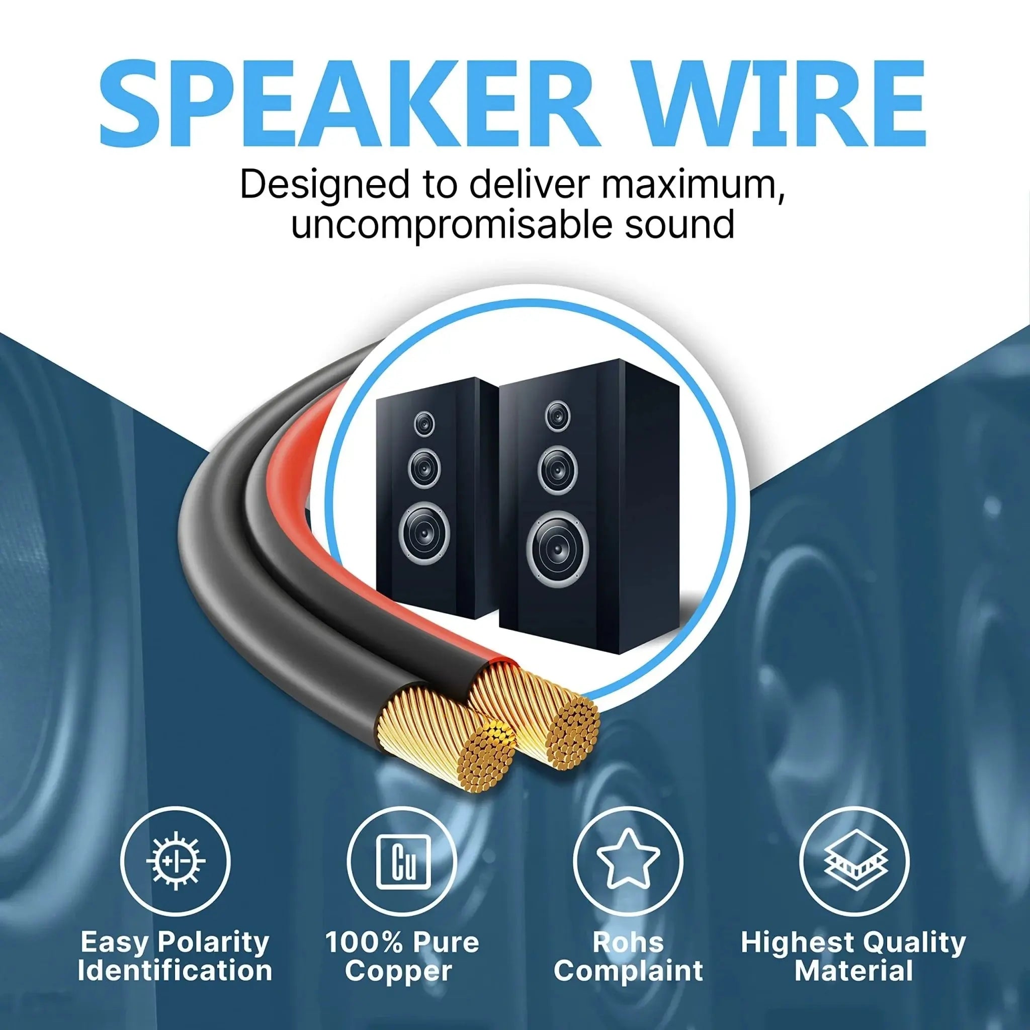 FEDUS 14 Gauge/AWG Speaker Wire Oxygen-Free Copper 2 Conductors Audio Speaker Cable for Car Speakers Stereos, Subwoofer, Home Theater Speakers, HiFi Surround Sound (RED+BLACK) Cheeku Technologies