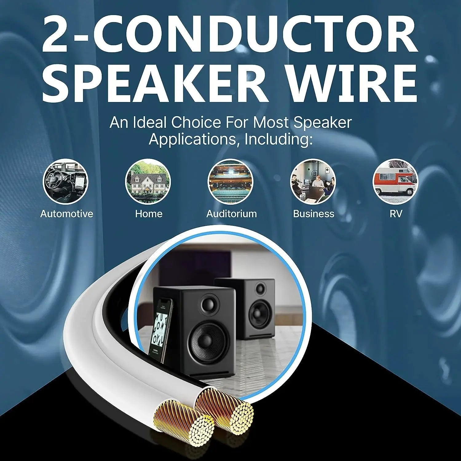 FEDUS 16 Gauge/AWG Speaker Wire Oxygen-Free Copper 2 Conductors Audio Speaker Cable for Car Speakers Stereos, Subwoofer, Home Theater Speakers, HiFi Surround Sound white/black FEDUS