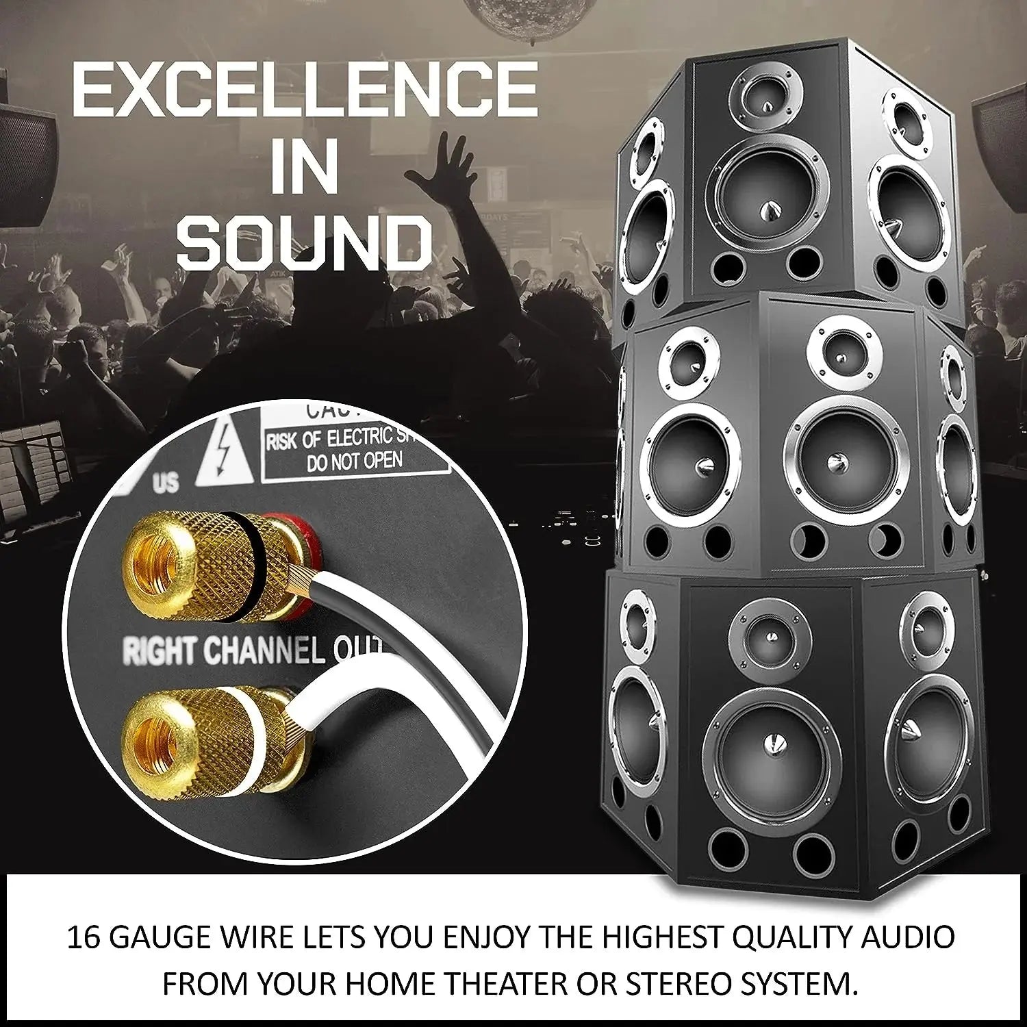 FEDUS 16 Gauge/AWG Speaker Wire Oxygen-Free Copper 2 Conductors Audio Speaker Cable for Car Speakers Stereos, Subwoofer, Home Theater Speakers, HiFi Surround Sound white/black FEDUS