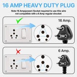 FEDUS 16A 250v Heavy Duty Copper Power Cord 16 Amp Indian Power Plug to IEC 13 Socket, 3 Pin Power Plug Cord FEDUS