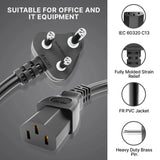 FEDUS 16A 250v Heavy Duty Copper Power Cord 16 Amp Indian Power Plug to IEC 13 Socket, 3 Pin Power Plug Cord FEDUS