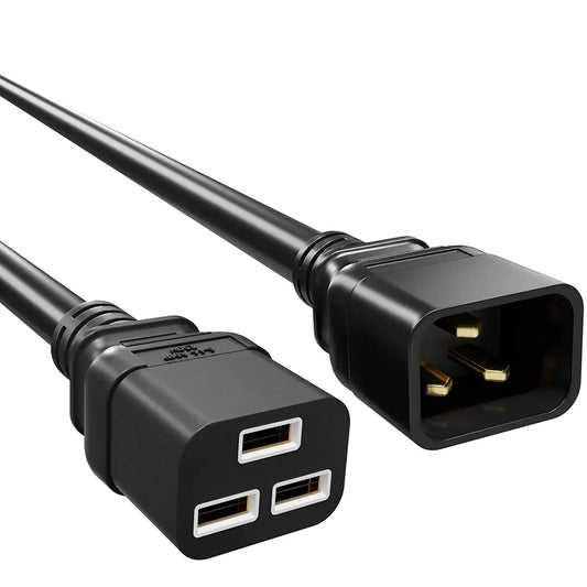 FEDUS 16A IEC C19 to C20 Male to Female Server Power Extension Cord Heavy Duty Server Power Cord-16awg 1.5 Sqmm for Servers/Routers/Network Switches/Blade Server Enclosures FEDUS
