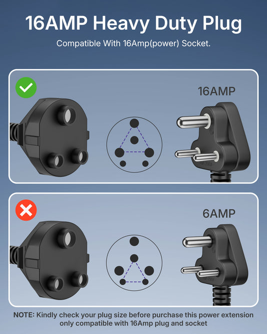 FEDUS 16Amp 3000W Heavy Duty Male to Female 3 Pin 16AMPS Power Extension Cord Wire 16A 16AWG Long Indoor Outdoor Power Extension Electrical Extender Power Cable for appliances Electronics Tool