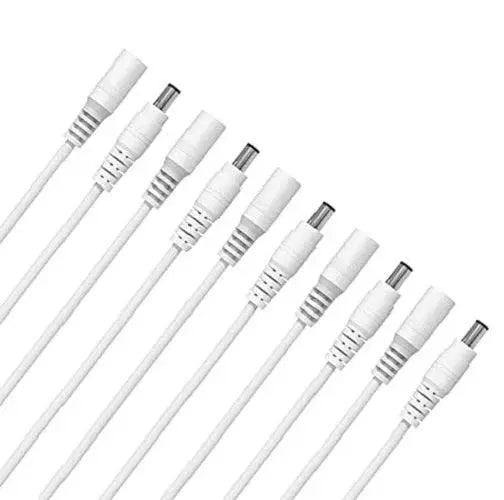 FEDUS 18AWG DC Power Pigtail Cable 12V 5A Male & Female DC Power Barrel Jack Plug Adapter Connector for CCTV Home Surveillance DVR Camera DC Extension Cord Power Tail(2.1mm x 5.5mm) White FEDUS