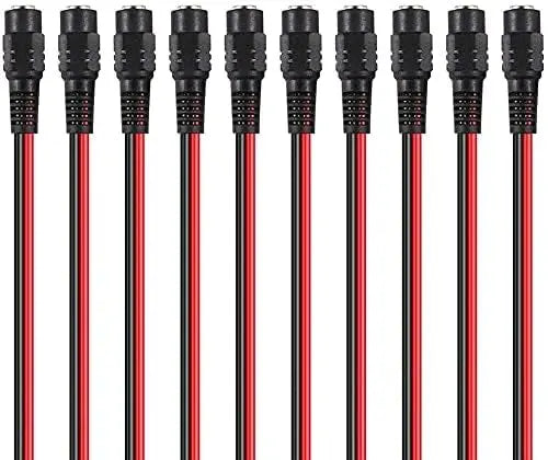 Set of eight black and red cables on a white background