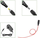 Set of electronic connectors and a power adapter on a white background