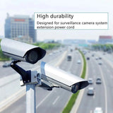 Surveillance camera system extension power cord on a highway with text about durability.