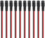Set of eight black and red cables on a white background