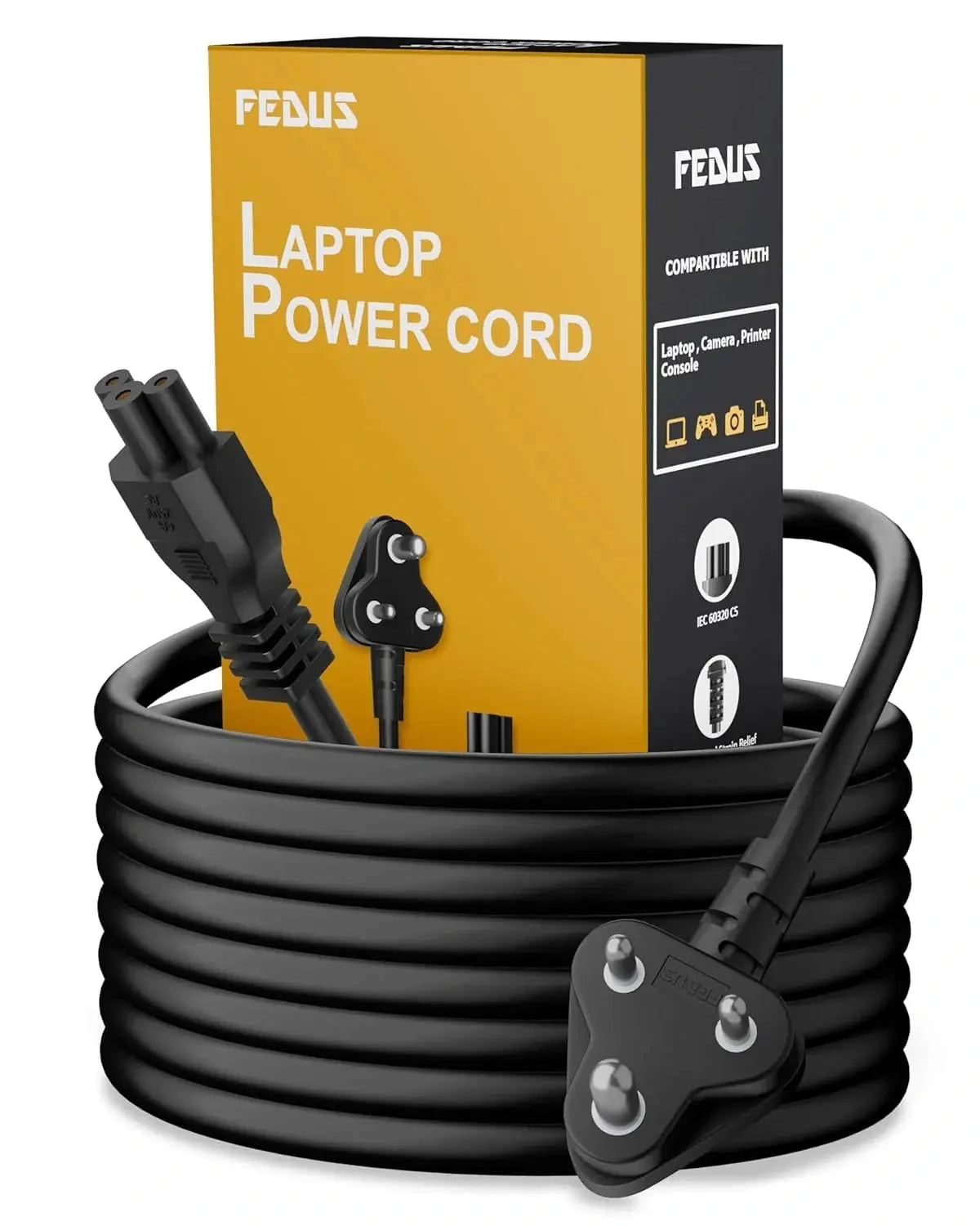 FEDUS 3 Pin AC Laptop Power Cord Cable Notebook Computer Replacement Charger Cord Wire 18AWG Laptop Adapter Power Cable Laptop Charger Power Cord Universal Mickey Mouse Connector Power Cord FEDUS
