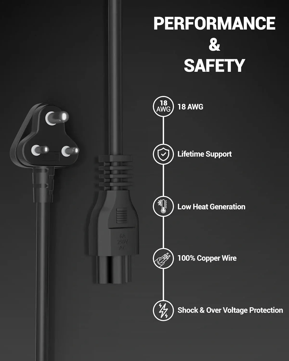 FEDUS 3 Pin AC Laptop Power Cord Cable Notebook Computer Replacement Charger Cord Wire 18AWG Laptop Adapter Power Cable Laptop Charger Power Cord Universal Mickey Mouse Connector Power Cord FEDUS