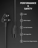 FEDUS 3 Pin AC Laptop Power Cord Cable Notebook Computer Replacement Charger Cord Wire 18AWG Laptop Adapter Power Cable Laptop Charger Power Cord Universal Mickey Mouse Connector Power Cord FEDUS