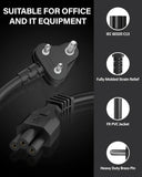 FEDUS 3 Pin AC Laptop Power Cord Cable Notebook Computer Replacement Charger Cord Wire 18AWG Laptop Adapter Power Cable Laptop Charger Power Cord Universal Mickey Mouse Connector Power Cord FEDUS
