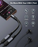 FEDUS 2-in-1 USB C Splitter 1 in 2 Out Dual USB C Headphone and Charger Type C Audio Adapter with PD 60W Fast Charging Dongle Cable for iPhone 16 Pro Max, Galaxy S25, Pixel 9, iPad Pro, Switch 2 FEDUS