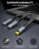 FEDUS 2-in-1 USB C Splitter 1 in 2 Out Dual USB C Headphone and Charger Type C Audio Adapter with PD 60W Fast Charging Dongle Cable for iPhone 16 Pro Max, Galaxy S25, Pixel 9, iPad Pro, Switch 2 FEDUS
