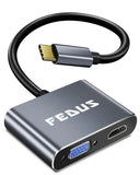 FEDUS 2-in-1 USB Hub Type C Hub, USB C Hub, USB Type C to 4K HDMI Adapter Converter, Type C to VGA Adaptor Converter for MacBook Pro/Air, iPhone, Phones, Tablets, Pc Computer FEDUS
