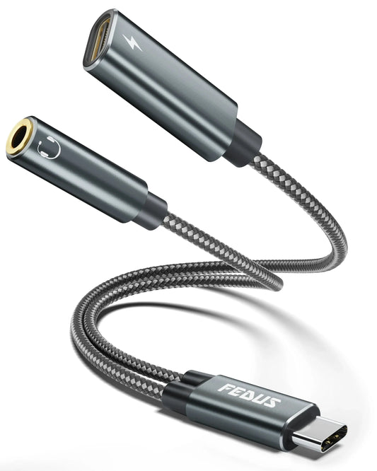 FEDUS 2 in 1 USB Type C to 3.5mm Headphone and Charger Adapter PD 60W Fast Charging USB C to Aux Audio Jack Splitter Cheeku Technologies