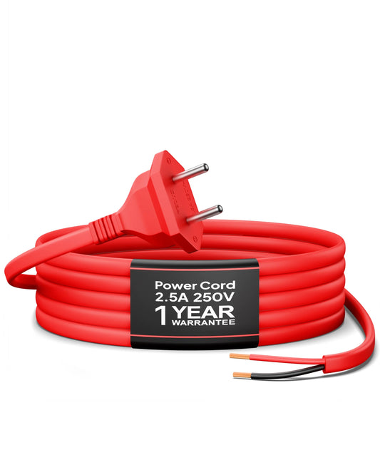 FEDUS Kord-X Nebula 2-Pin Power Cord Open End Bare Wire 1.2M, 0.5 Sqmm 20AWG Pure Copper 2 Core Cable, 1 Year Warrantee, AC Mains 2.5A 250V 625W Wire for Fan, Cooler, DIY Repair, ISI - Red FEDUS