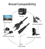 FEDUS Black 2-pin Universal Replacement AC Power Cord Cable Wire for LED TV, Printer, Play Station, Laptop PC Notebook Computer, Tape Recorder, Camera FEDUS