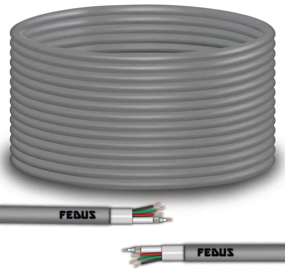 FEDUS 23AWG Pure Copper 3+1 CCTV Camera Coaxial Cable For High-Speed Audio Video Signal BNC Video & Power Cord With Breading Alloy Positive Negative Mic Earth Wire FEDUS