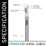 FEDUS 23AWG Pure Copper 3+1 CCTV Camera Coaxial Cable For High-Speed Audio Video Signal BNC Video & Power Cord With Breading Alloy Positive Negative Mic Earth Wire FEDUS