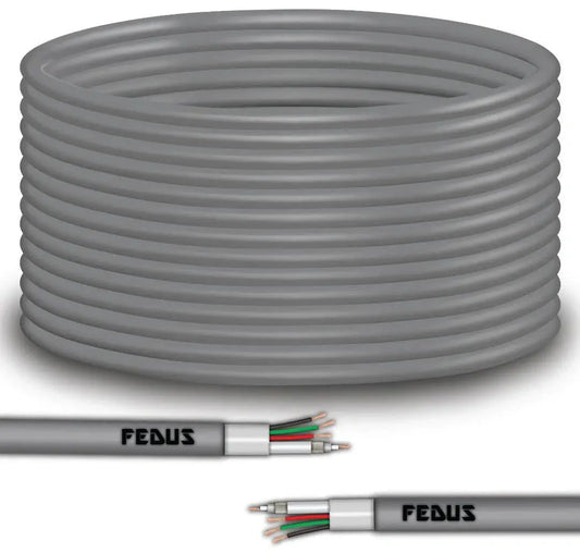 FEDUS 23AWG Pure Copper 3+1 CCTV Camera Coaxial Cable For High-Speed Audio Video Signal BNC Video & Power Cord With Breading Alloy Positive Negative Mic Earth Wire FEDUS