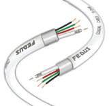 FEDUS 23AWG Pure Copper 3+1 CCTV Camera Coaxial Cable For High-Speed Audio Video Signal BNC Video & Power Cord With Breading Alloy Positive Negative Mic Earth Wire in White Colour FEDUS