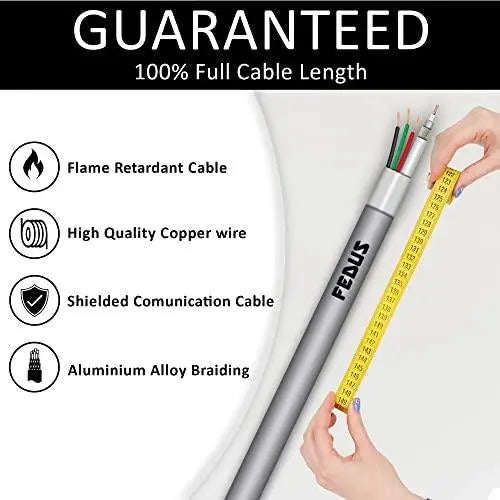 FEDUS 23AWG Pure Copper 3+1 Outdoor CCTV Camera Coaxial Cable For High-Speed Audio Video Signal BNC Video & Power Cord With Breading Alloy Positive Negative Mic Earth Wire for all Security Camera DVR FEDUS