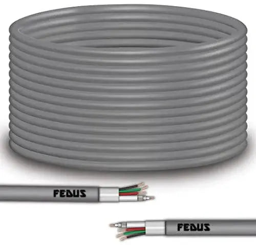 FEDUS 23AWG Pure Copper 3+1 Outdoor CCTV Camera Coaxial Cable For High-Speed Audio Video Signal BNC Video & Power Cord With Breading Alloy Positive Negative Mic Earth Wire for all Security Camera DVR FEDUS