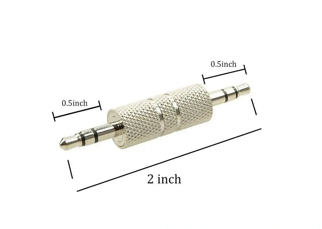 FEDUS 3.5 mm Male-to Male Plug Stereo Audio Jack Extender Adapter Coupler Connector for Headset/Amplifier/TV/Blue Ray/Car Tablet PC, Computer and Laptop, Pack 2 FEDUS