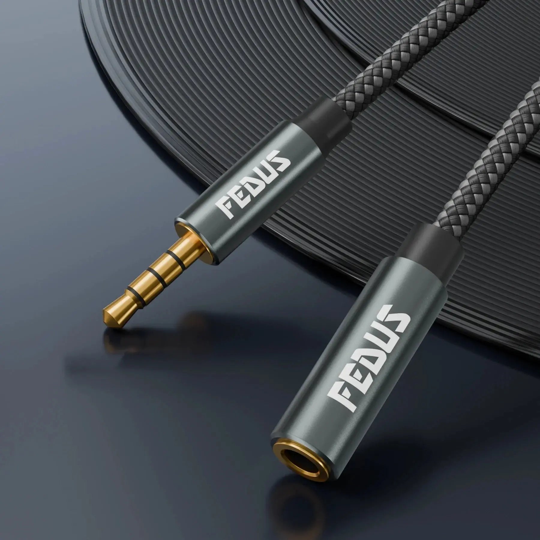 FEDUS 3.5 mm Male to Female Aux Extension Audio Cable with Microphone, Nylon Braided TRRS 4 Pole Stereo Audio Extender Cord Aux Cable for Car, Aux Cable for Speakers, Earphone Headphone, Phone Cheeku Technologies