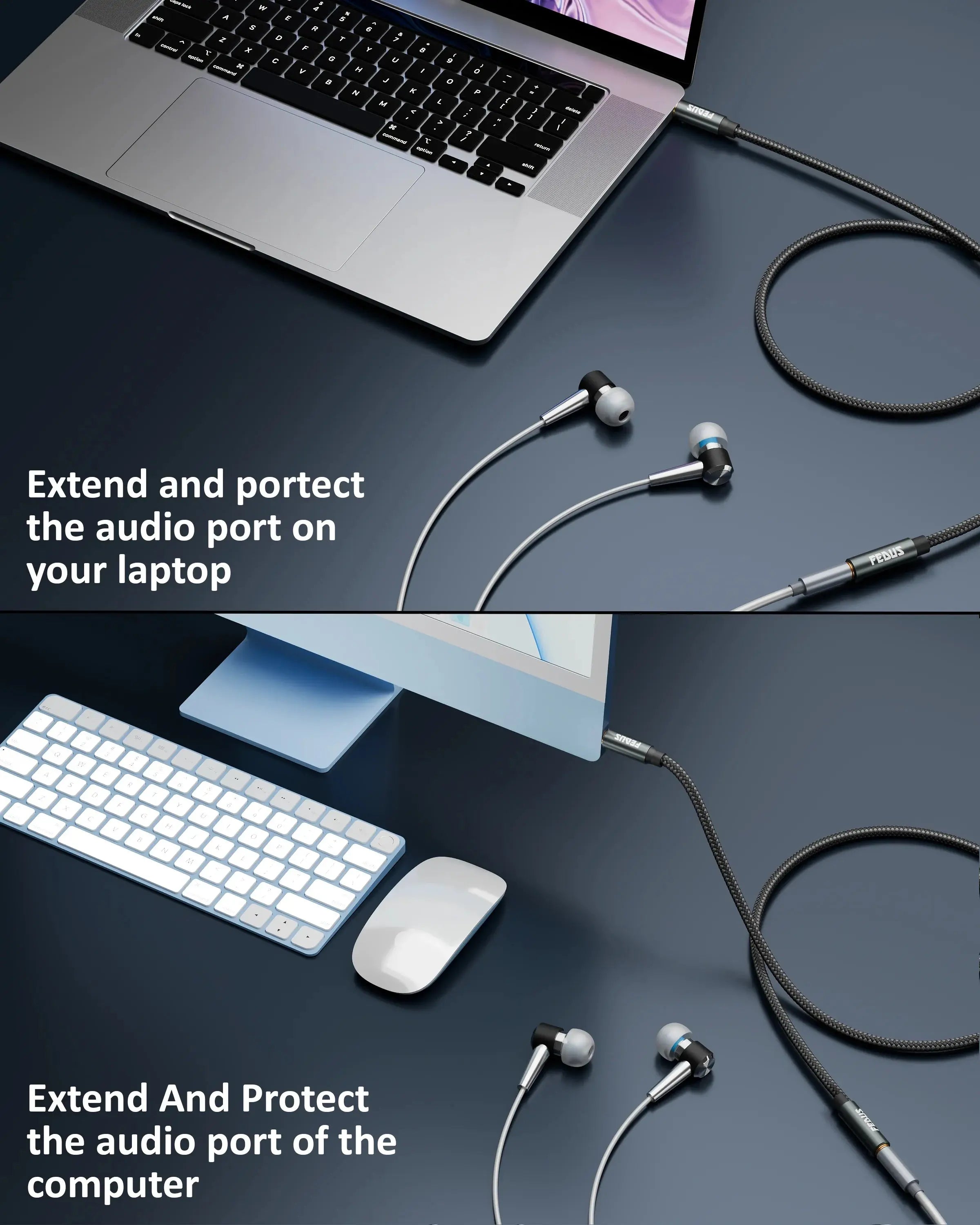 FEDUS 3.5 mm Male to Female Aux Extension Audio Cable with Microphone, Nylon Braided TRRS 4 Pole Stereo Audio Extender Cord Aux Cable for Car, Aux Cable for Speakers, Earphone Headphone, Phone Cheeku Technologies
