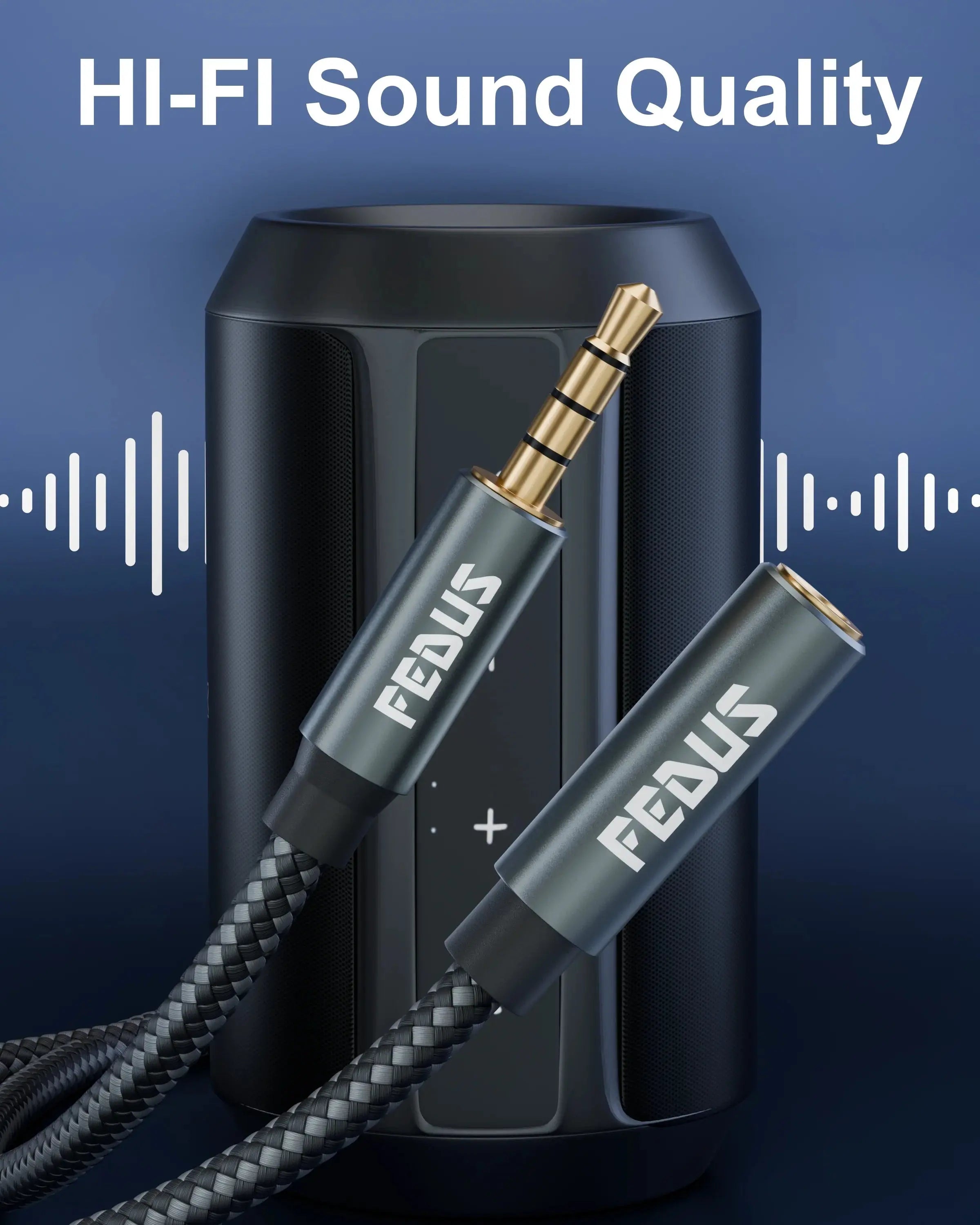 FEDUS 3.5 mm Male to Female Aux Extension Audio Cable with Microphone, Nylon Braided TRRS 4 Pole Stereo Audio Extender Cord Aux Cable for Car, Aux Cable for Speakers, Earphone Headphone, Phone Cheeku Technologies