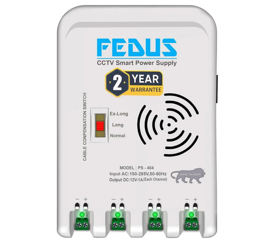 FEDUS 4 Channel SMPS for CCTV, Power Supply Adapter for up to 4 CCTV Security Cameras, CCTV Power Supply SMPS, Power Supply Adapter for Video Surveillance Camera System, CCTV, Dome, Bullet Cameras FEDUS