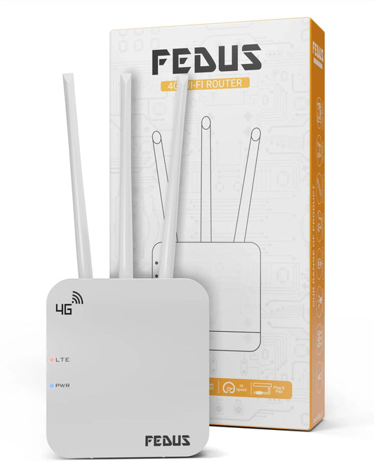 FEDUS 4G Mobile Sim Based Router with 5dbi Triple Antenna 150 Mbps Speed Plug and Play Unlocked Wi-Fi Router with SIM Card Slot No Configuration Required Support All 4G Sim Card, NVR, DVR, WiFi Camera Cheeku Technologies