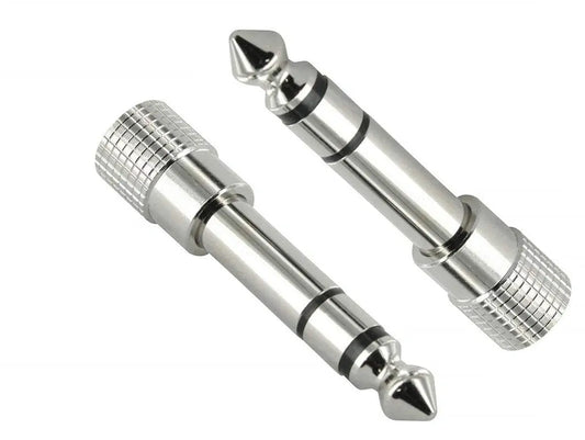 FEDUS 6.35mm Stereo Male to 3.5mm Female Stereo Jack Headphone Adapter Converter - (Pack of 2) Silver FEDUS