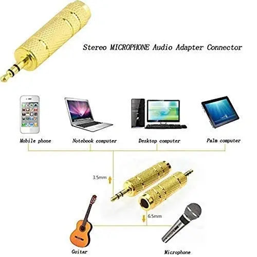 FEDUS 6.5mm Female to 3.5 mm Male Headphone Audio Stereo Sound Adapter Plug Converter Connector Adapter Jack (Gold Plated) Pack of 1 FEDUS