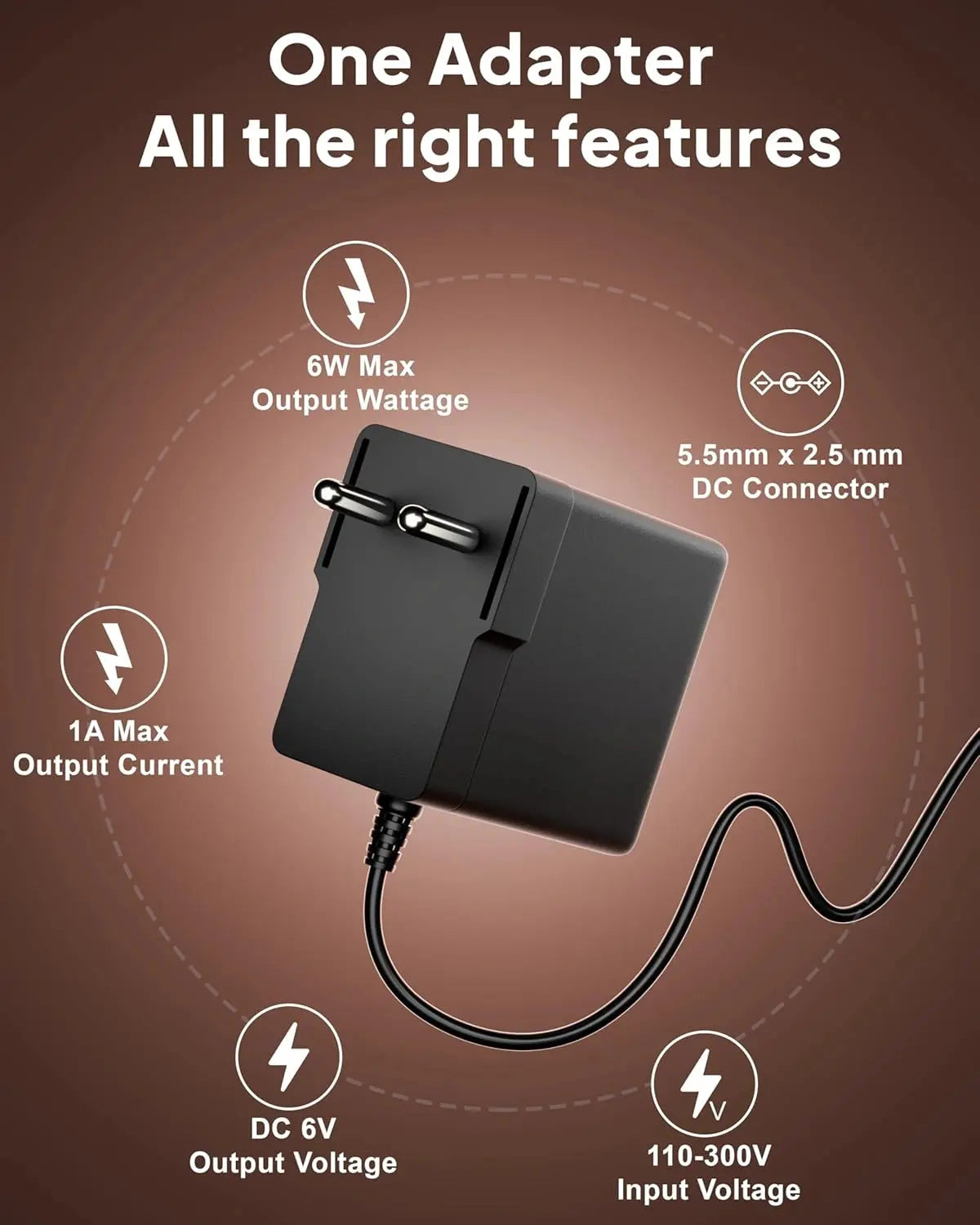 FEDUS 6v Adapter Charger for Kids Ride on Car Toys, 6 Volt Battery Charger with Charging Indicator & Auto-Cut Off Battery Power Adaptor for Kids Electric Car Children Mercedes, BMW, Audi, Motorcycle, Jeep FEDUS