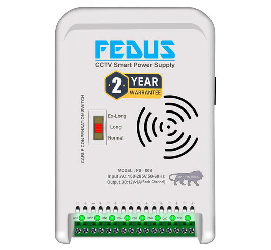 FEDUS 8 Channel SMPS for CCTV, Power Supply Adapter for up to 8 CCTV Security Cameras, CCTV Power Supply SMPS, Power Supply Adapter for Video Surveillance Camera System, CCTV, Dome, Bullet Cameras