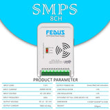 FEDUS 8 Channel SMPS for CCTV, Power Supply Adapter for up to 8 CCTV Security Cameras, CCTV Power Supply SMPS, Power Supply Adapter for Video Surveillance Camera System, CCTV, Dome, Bullet Cameras FEDUS