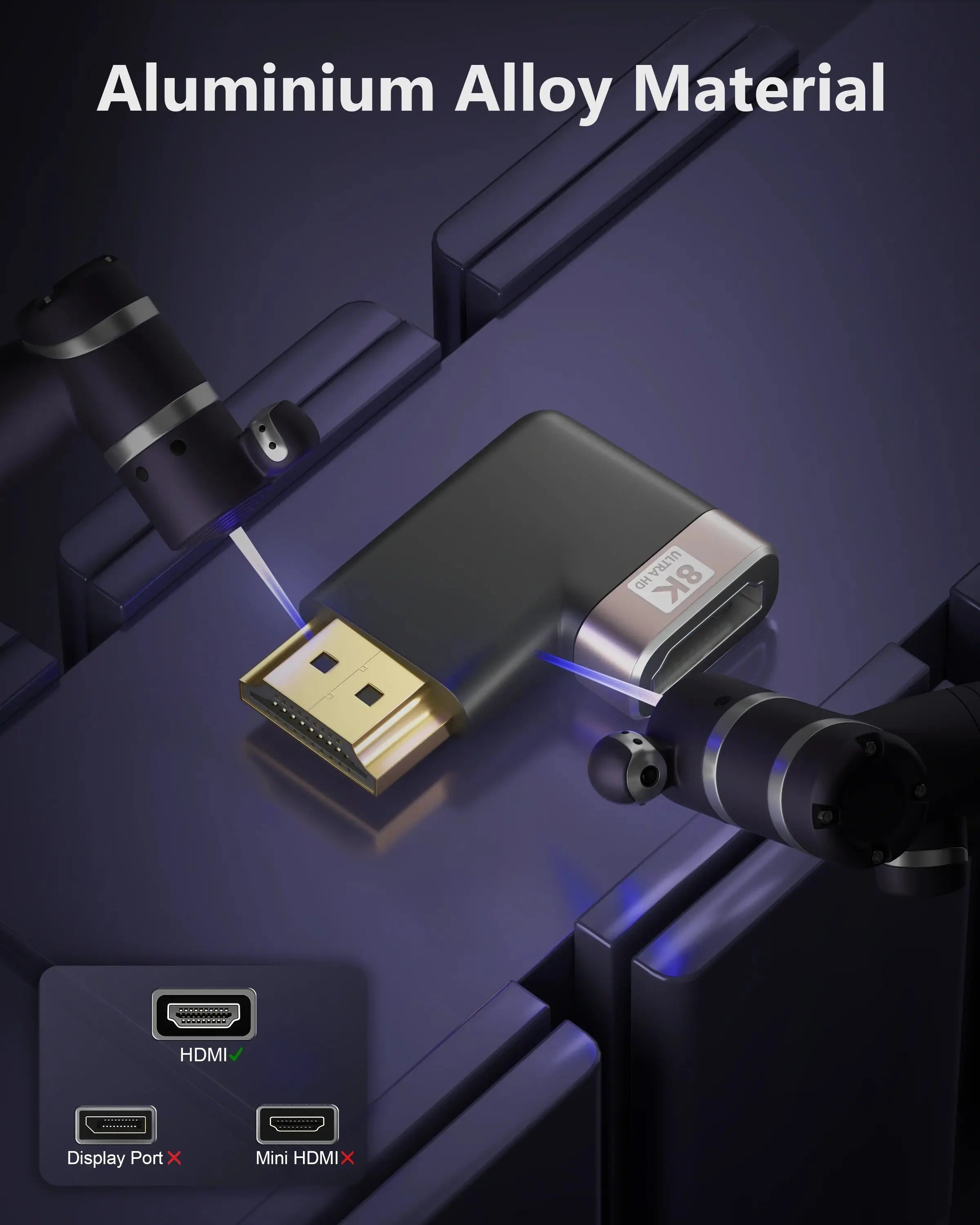 FEDUS 8K Ultra HD HDMI Connector 90 Degree L Shape Flat HDMI Male to Female Converter Left Angle HDMI Adapter Extender for TV Led LCD TV Stick, Xbox, PS4 PS5, Supports 3D HDR, eARC, 8K@60Hz 4K@144Hz Cheeku Technologies