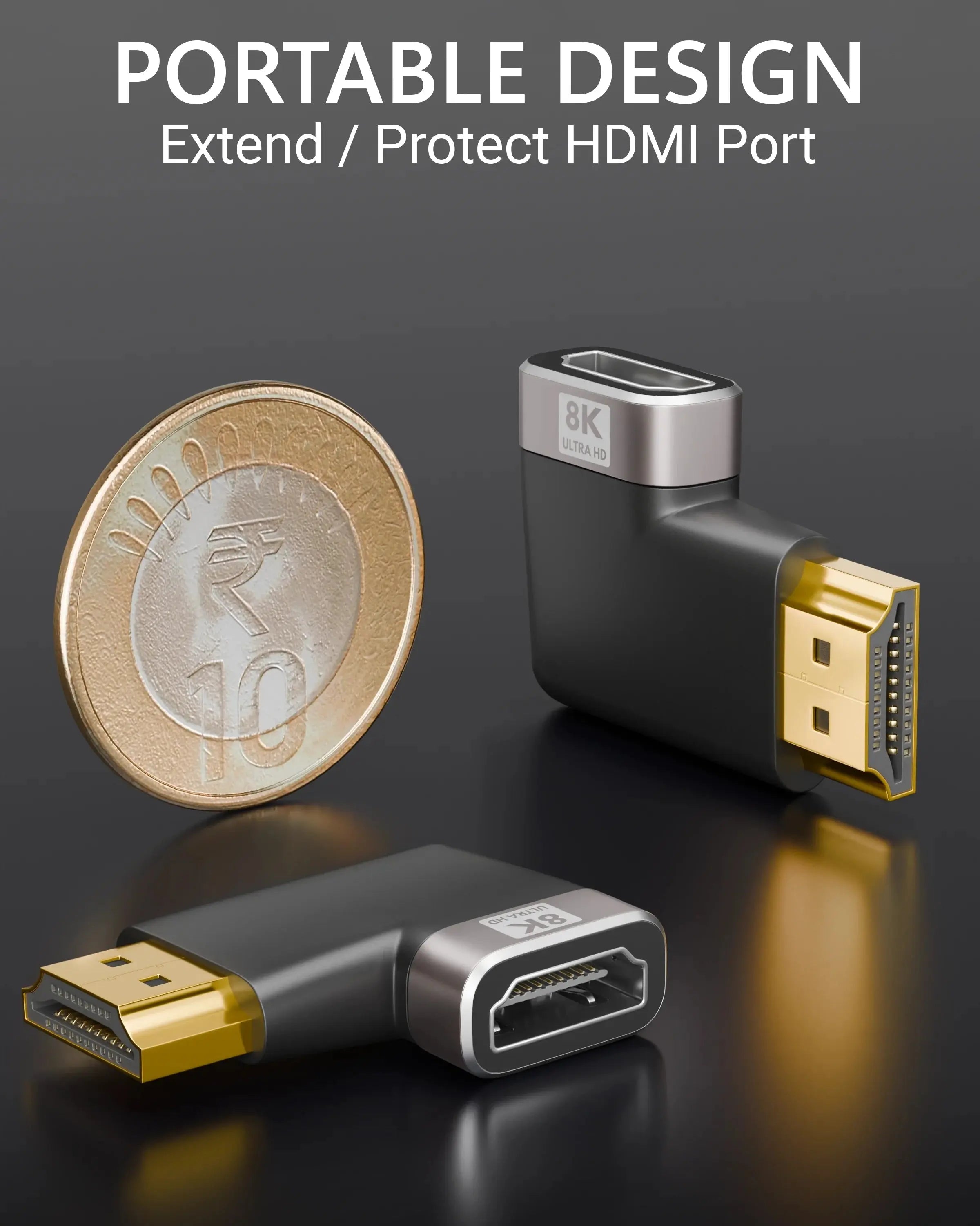 FEDUS 8K Ultra HD HDMI Connector 90 Degree L Shape Flat HDMI Male to Female Converter Left Angle HDMI Adapter Extender for TV Led LCD TV Stick, Xbox, PS4 PS5, Supports 3D HDR, eARC, 8K@60Hz 4K@144Hz Cheeku Technologies