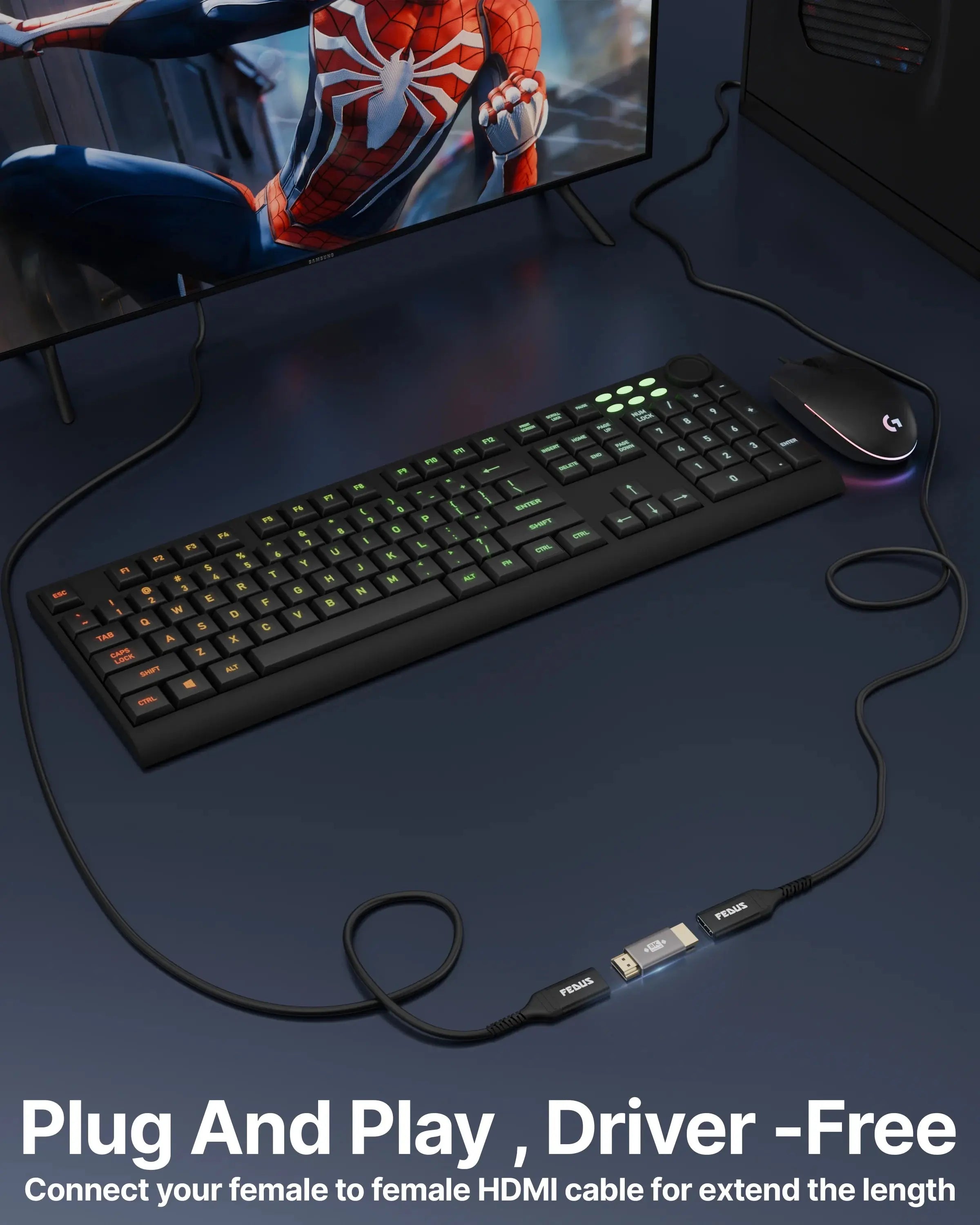 FEDUS 8K Ultra HD HDMI male to male connector HDMI Male Coupler Converter, HDMI Extension, HDMI 2.1 Adapter Extender for Led LCD TV Stick, Xbox, PS4 PS5, Supports 3D HDR, eARC, 8K@60Hz 4K@144Hz Cheeku Technologies